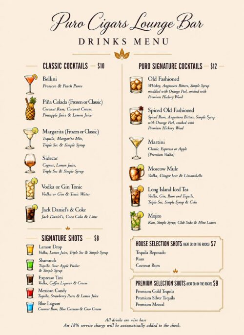 Drinks Menu (Cocktails)