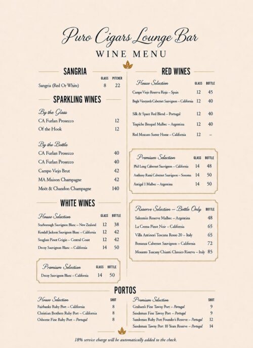 Wine Menu